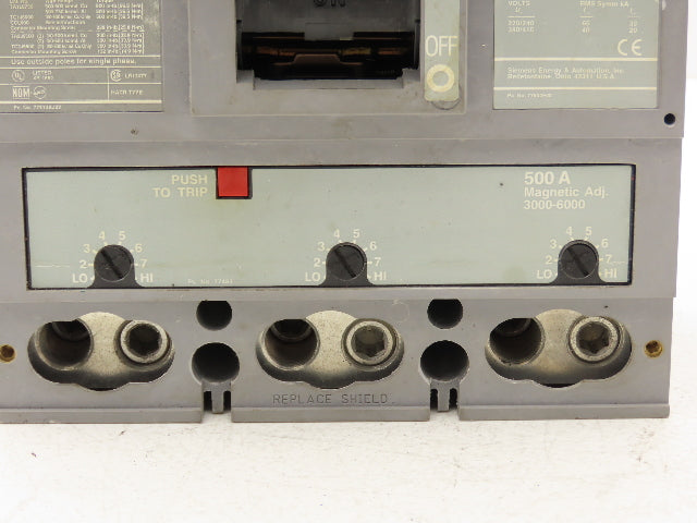 Siemens Sentron LXD63B500 Circuit Breaker 500A 3-Pole 600V 3PH Molded Case