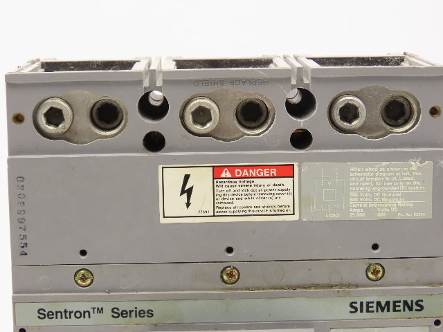 Siemens Sentron LXD63B500 Circuit Breaker 500A 3-Pole 600V 3PH Molded Case