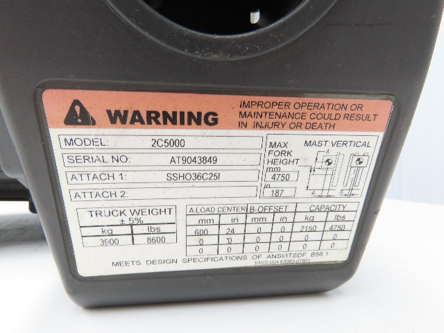 Caterpillar Forklift Plastic Shroud Cover Toe Kick Removed From 2C5000