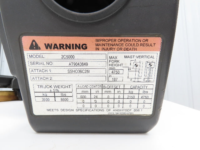 Cascade 55F-SSS-A222-W-01187-R4 Forklift Side Shift 16" Class 2 Fork 36" Chassis