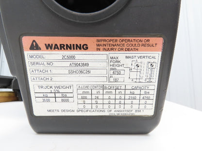 Cascade 55F-SSS-A222-W-01187-R4 Forklift Side Shift 16" Class 2 Fork 36" Chassis
