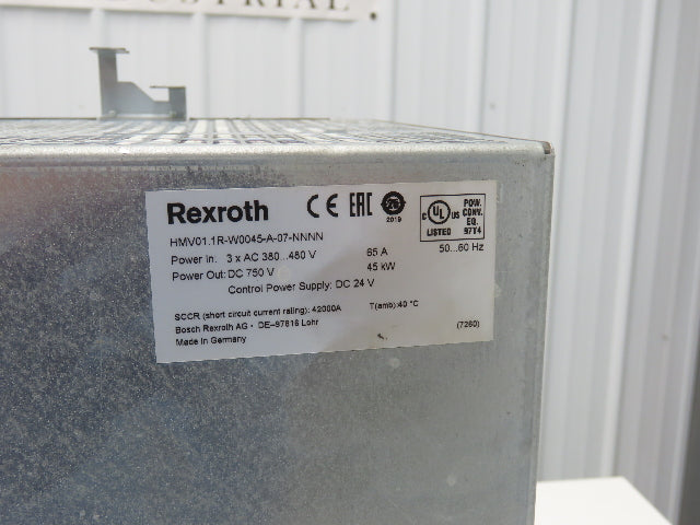 Rexroth HMV01.1R-W0045-A-07-NNNN IndraDrive Supply Unit 480V In 45kW 750VDC Out