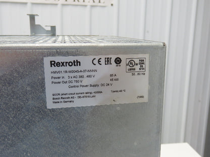 Rexroth HMV01.1R-W0045-A-07-NNNN IndraDrive Supply Unit 480V In 45kW 750VDC Out