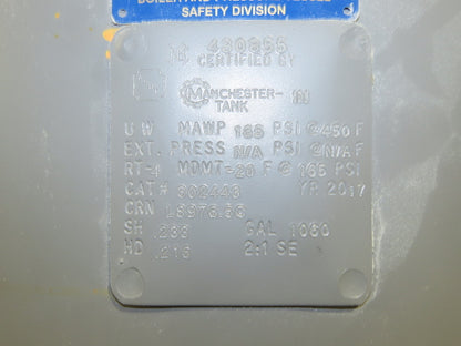 Manchester 1060 Gallon Vertical Compressed Air Receiver Tank 165PSI 48"x 13'H