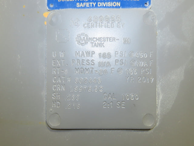Manchester 1060 Gallon Vertical Compressed Air Receiver Tank 165PSI 48"x 13'H