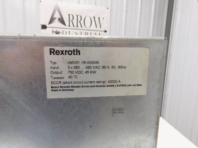 Rexroth HMV01.1R-W0045-A-07-NNNN IndraDrive Supply Unit 480V In 45kW 750VDC Out