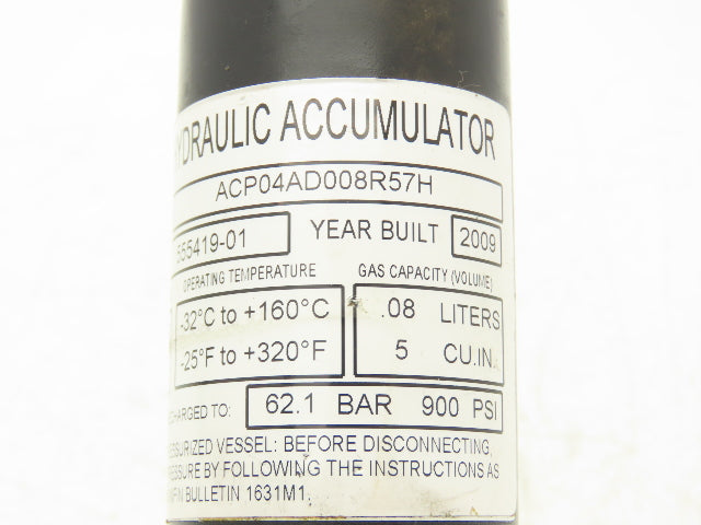 Parker ACP04AD008R57H Forklift Hydraulic Accumulator 3800 PSI Off Yale ERC060VGN