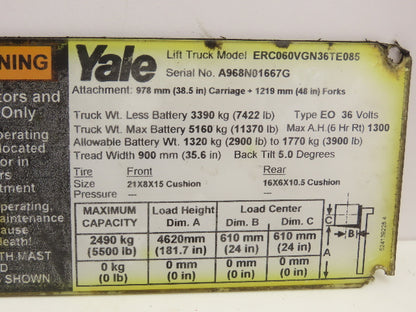 Parker ACP04AD008R57H Forklift Hydraulic Accumulator 3800 PSI Off Yale ERC060VGN