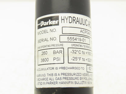 Parker ACP04AD008R57H Forklift Hydraulic Accumulator 3800 PSI Off Yale ERC060VGN