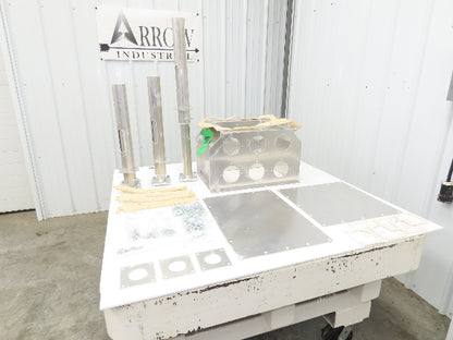 6-Port Distribution Take-Off Box Bulk Material Conveying 16"Sq Flange 2.5" Tubes