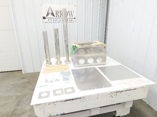 6-Port Distribution Take-Off Box Bulk Material Conveying 16"Sq Flange 2.5" Tubes