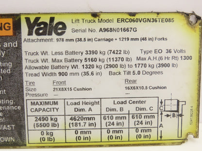 Yale Forklift Steering Wheel & Bracket Assembly Off ERC060VGN36TE085