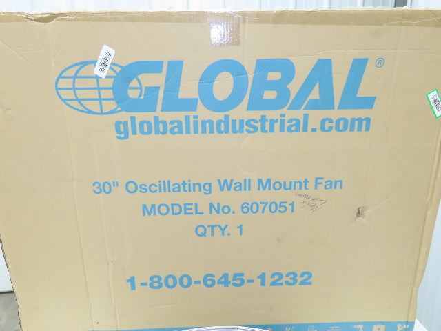 Global Industrial 607051 30" Oscillating Wall Fan 3-Speed 8775 CFM 1/3Hp 120V