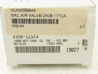 Mac 250B-111CA Solenoid Operated 3-Way Poppet Valve 25-150PSI 120VAC/24VDC