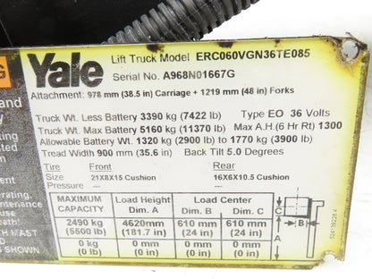 Yale ERC060VGN36TE085 Forklift Four Lever Control Assy Lift Tilt Shift Position