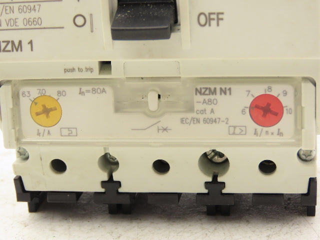 Moeller NZM N1-A80 Circuit Breaker 80A 3-Pole 690VAC 3PH Molded Case