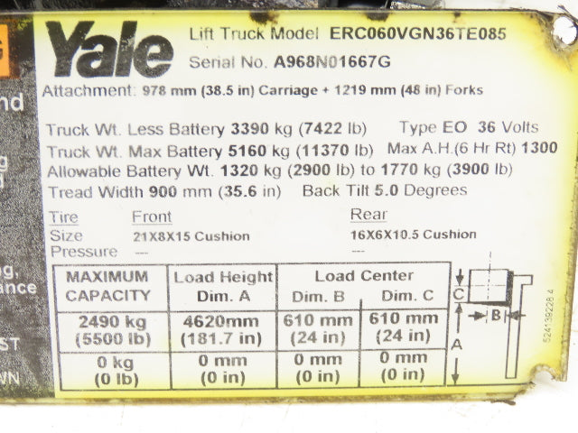 Yale Hydraulic 4 Lever Spool Valve Mast Control ERC060VGN36TE085