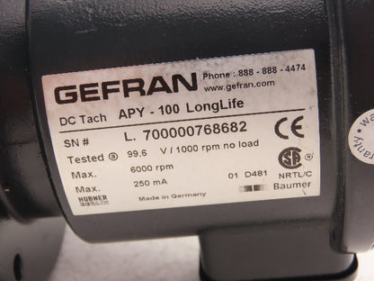 Gefran Hubner APY-100 Flange Mount DC Tachometer LongLife Drop-in for GE 5PY