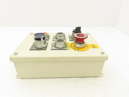 6-Pushbutton Control Station E-Stop On/Off Steel Enclosure Box 9-1/2"x 6-1/4"