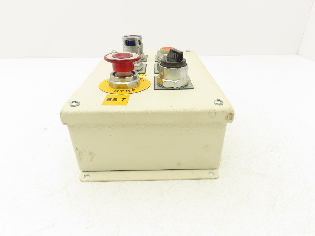 6-Pushbutton Control Station E-Stop On/Off Steel Enclosure Box 9-1/2"x 6-1/4"