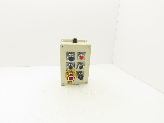 6-Pushbutton Control Station E-Stop On/Off Steel Enclosure Box 9-1/2"x 6-1/4"