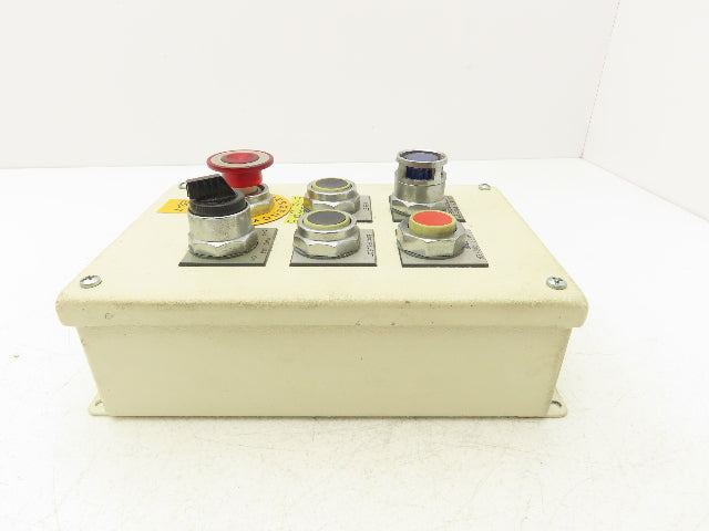 6-Pushbutton Control Station E-Stop On/Off Steel Enclosure Box 9-1/2"x 6-1/4"