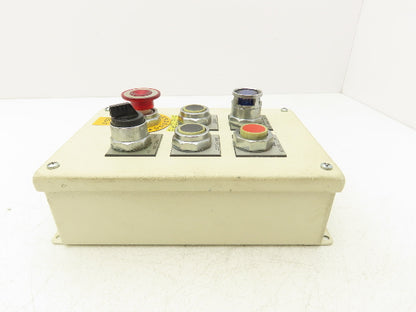 6-Pushbutton Control Station E-Stop On/Off Steel Enclosure Box 9-1/2"x 6-1/4"
