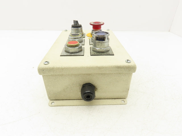 6-Pushbutton Control Station E-Stop On/Off Steel Enclosure Box 9-1/2"x 6-1/4"