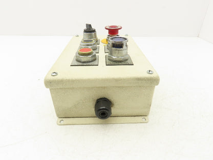 6-Pushbutton Control Station E-Stop On/Off Steel Enclosure Box 9-1/2"x 6-1/4"