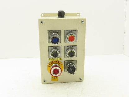 6-Pushbutton Control Station E-Stop On/Off Steel Enclosure Box 9-1/2"x 6-1/4"