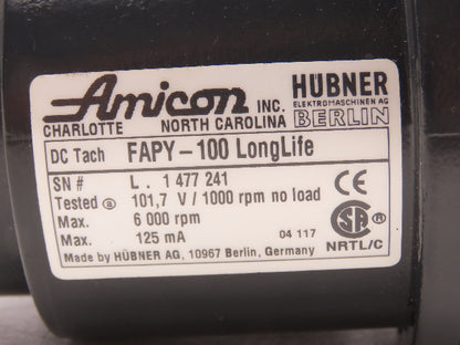 Gefran Hubner FAPY-100 Flange Mount DC Tachometer LongLife Drop-in for 5PY & BTG