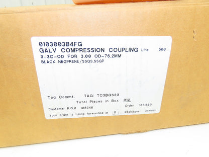 Morris 3-3C-OD 3" Pipe Compression Coupling 76.2mm 3-Bolt Black Gasket Lot of 11