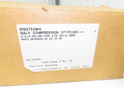 Morris 2-3/4-3C-OD 2.75" Pipe Compression Coupling 3-Bolt White Gasket Lot of 14