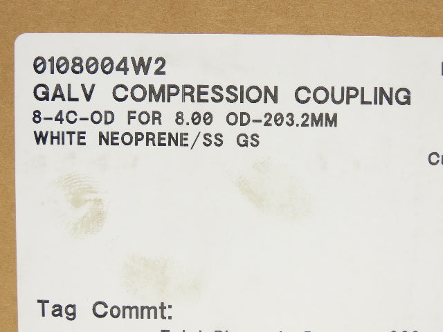 Morris 8-4C-OD Compression Coupling for 8" OD 4-Bolt White Neoprene 10" Lot of 2