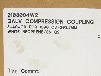 Morris 8-4C-OD Compression Coupling for 8" OD 4-Bolt White Neoprene 10" Lot of 2