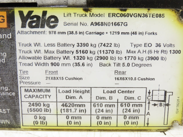 Yale 8538978 Forklift Hydraulic Pump & Motor 36/48VDC Off ERC060VGN36TE085