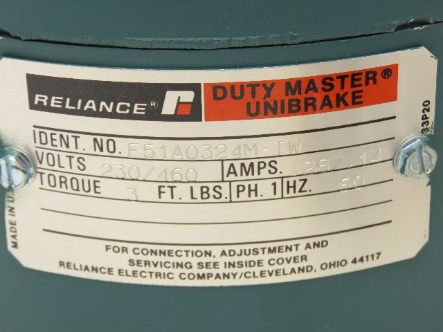Reliance F51A0324M-TW Duty-Master Unibrake 230/460V 3 lb-ft Torque 1 Ph 60Hz