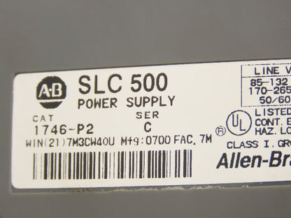 Allen Bradley 1746-A10 1746-P2 SLC 500 Power Supply 10-Slot I/O Chassis Rack