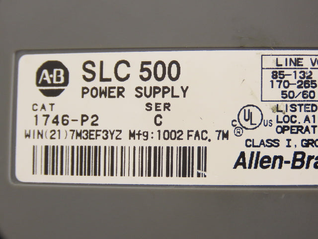 Allen Bradley 1746-P2 SLC 500 Power Supply Ser C 13-Slot I/O Chassis Rack