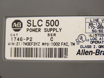 Allen Bradley 1746-P2 SLC 500 Power Supply Ser C 13-Slot I/O Chassis Rack
