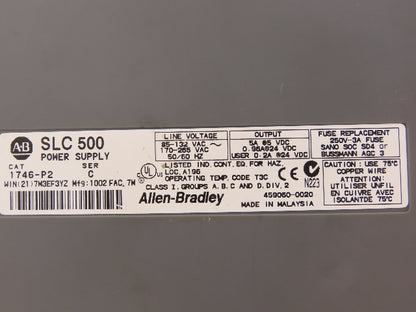 Allen Bradley 1746-P2 SLC 500 Power Supply Ser C 13-Slot I/O Chassis Rack