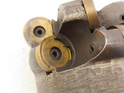 Face Mill 4" Dia Indexable Cutter 2 Row W/10 Round 1" Cutters 13/16" Center Hole