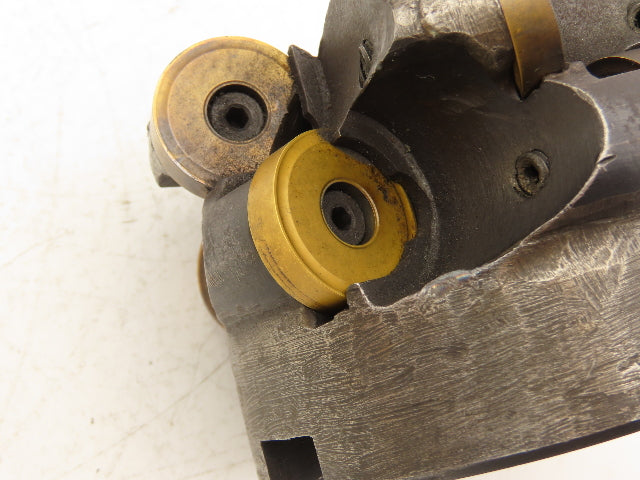 Face Mill 4" Dia Indexable Cutter 2 Row W/10 Round 1" Cutters 13/16" Center Hole