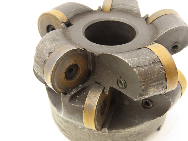 Face Mill 4" Dia Indexable Cutter 2 Row W/10 Round 1" Cutters 13/16" Center Hole
