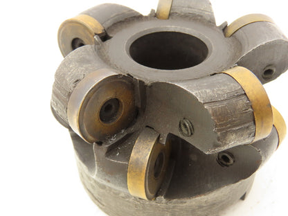 Face Mill 4" Dia Indexable Cutter 2 Row W/10 Round 1" Cutters 13/16" Center Hole