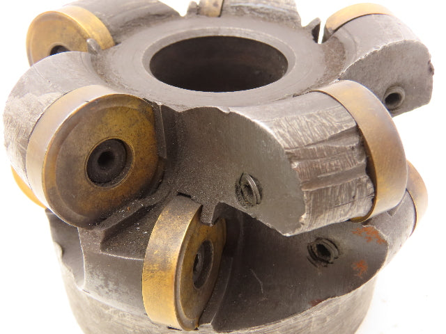 Face Mill 4" Dia Indexable Cutter 2 Row W/10 Round 1" Cutters 13/16" Center Hole