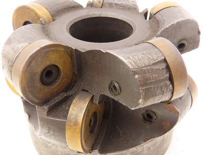 Face Mill 4" Dia Indexable Cutter 2 Row W/10 Round 1" Cutters 13/16" Center Hole