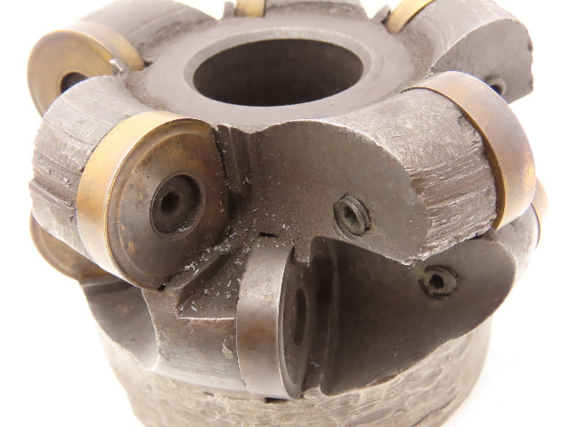 Face Mill 4" Dia Indexable Cutter 2 Row W/10 Round 1" Cutters 13/16" Center Hole