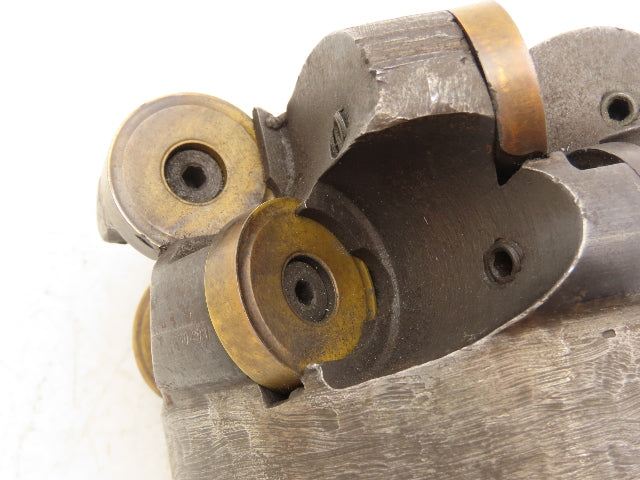 Face Mill 4" Dia Indexable Cutter 2 Row W/10 Round 1" Cutters 13/16" Center Hole