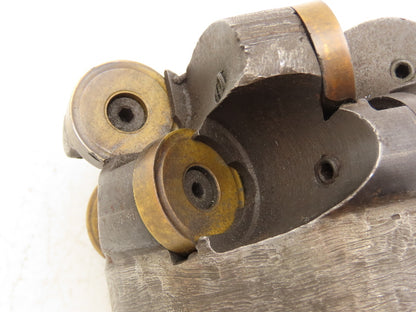 Face Mill 4" Dia Indexable Cutter 2 Row W/10 Round 1" Cutters 13/16" Center Hole